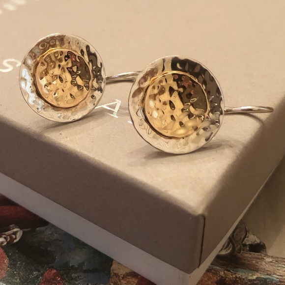 Rare Silpada Sterling Silver 14K Gold Plated Round Disc Earrings W1367 - Picture 1 of 14